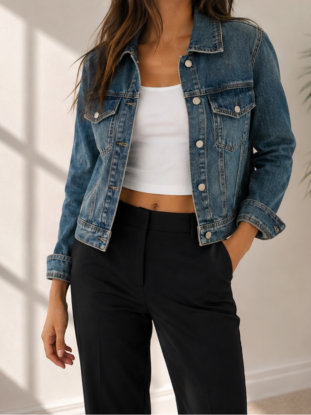 Bagatelle Blue Denim Cropped Jean Jacket